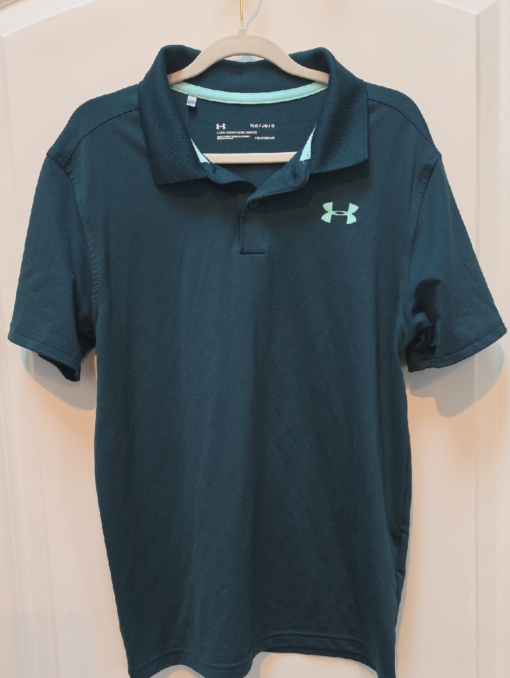 Under Armour Boys Teal Polo with Mint Logo